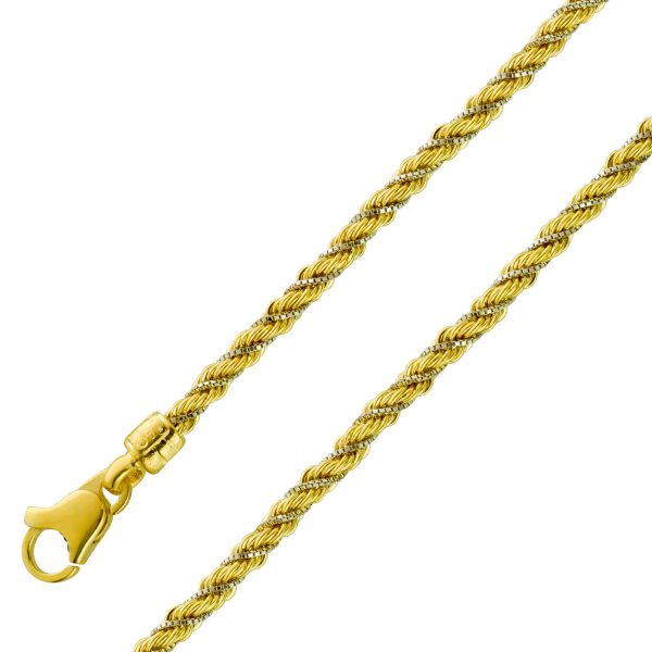 UNO A ERRE Dookie Rope Goldkette Armband 2,8mm Kordelkette Gelbgold Venezianerkette Weißgold 375