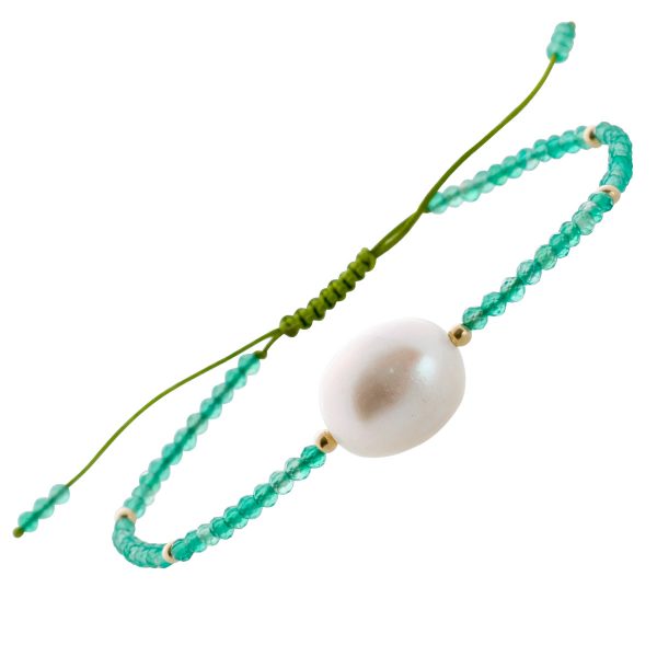 Edelstein Perlen Armband Südseeperle Goldkugeln 585 grüne facettierte Peridots Damen