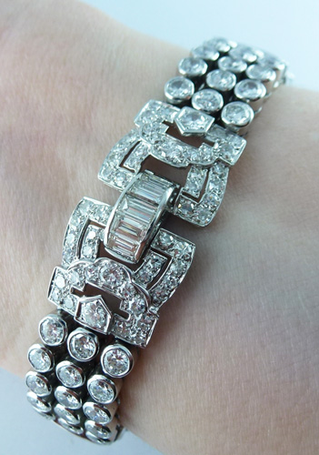 Armband – Diamantarmband Platin 950  Diamanten Baguette 5,60ct, Brillanten 6,40ct, Diamanten 3,18ct  TW/VVSI-LP
