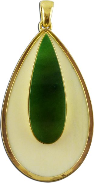 Anhänger – Elfenbeinanhänger Gelbgold 750 Jade