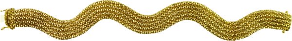 Goldarmband, Gelbgold 750, 18 Karat, poliert, 27,1g, dehnbar auf 20-22cm, Einzelstück