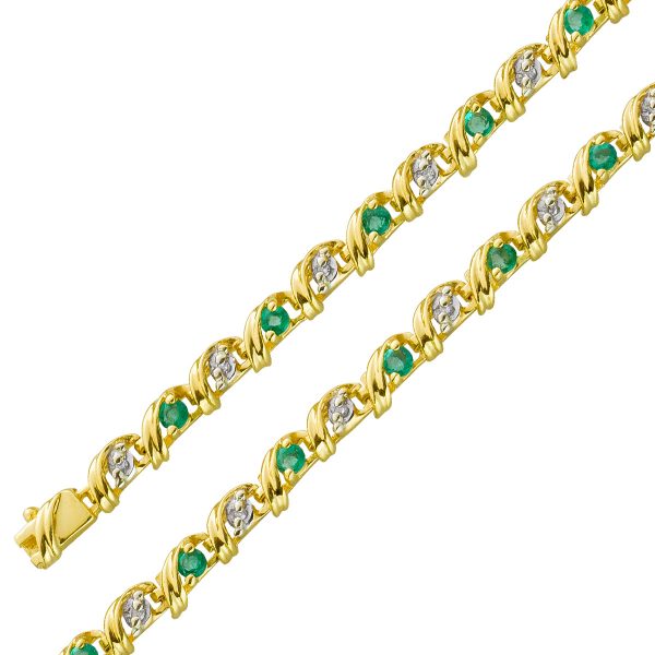 Armband Gelbgold 333 Diamanten 8/8 W/P Smaragde