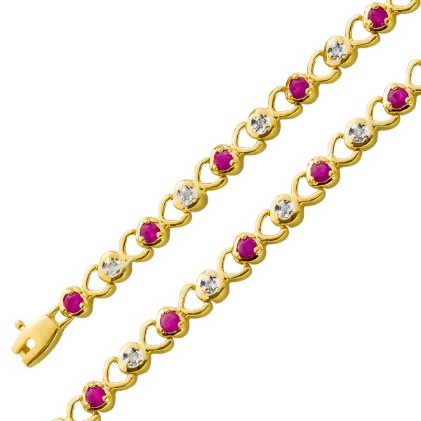 Armband Herz Gelbgold 585 Diamanten 8/8 W/P 0,09ct Rubine