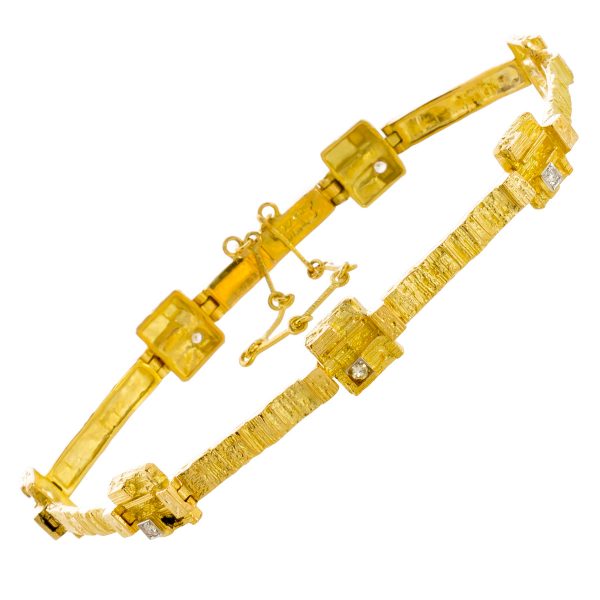 Armband Lapponia original Gelbgold 750 Design by Björn Weckström Diamanten Eismatt Einzelstück