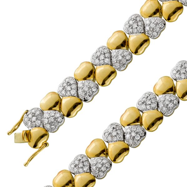 Diamantarmband Gelbgold Weißgold 585 Herz Design 234 Diamanten  4,0ct. W/I1 18,5cm