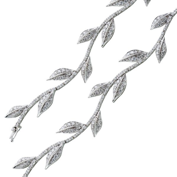 Diamant Armband Weissgold 750/- Blätterdesign Brillanten ca. 2,20ct TW/VVSI 17cm  Unikat