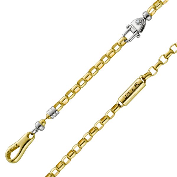 Antikes Goldarmband Armband Gelbgold Weissgold 750 Balestra, Rollo 2 Brillanten zus 0,04ct TW/VSI, 17-23cm aus den 70er Jahren, Top Zustand,