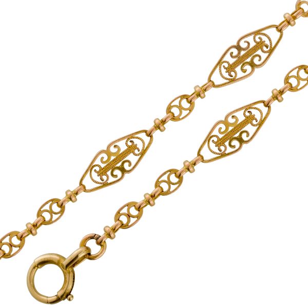 Antike Halskette Uhrenkette von 1900 Top Zustand Rosegold 14Karat 585 Gewicht 20,10g Goldschmiedemanufaktur Fein Stuttgart Unikat