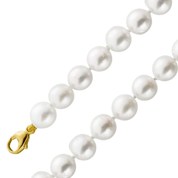 Perlenkette Japanische Akoyaperlen Weiß-rose Gelbgold 585