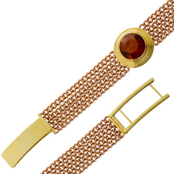 Edelstein Armband Spessartin Granat Gelbgold Rosegold 585 Antik 1930