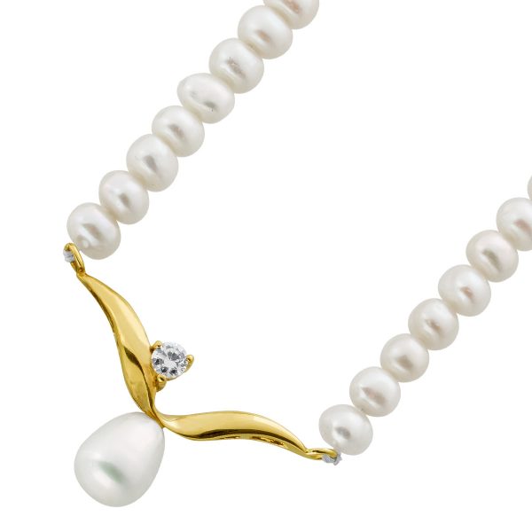 Perlenkette Gelbgold 585 Diamant 0,10ct. Süsswasserperlen 4,6-6,9mm