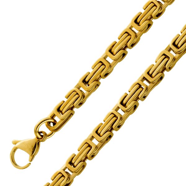 Königskette Armband 5,2mm Gelbgold Goldkette Goldarmband Edelstahl PVD beschichtet Breite 21cm 23cm 50cm 55cm 60cm